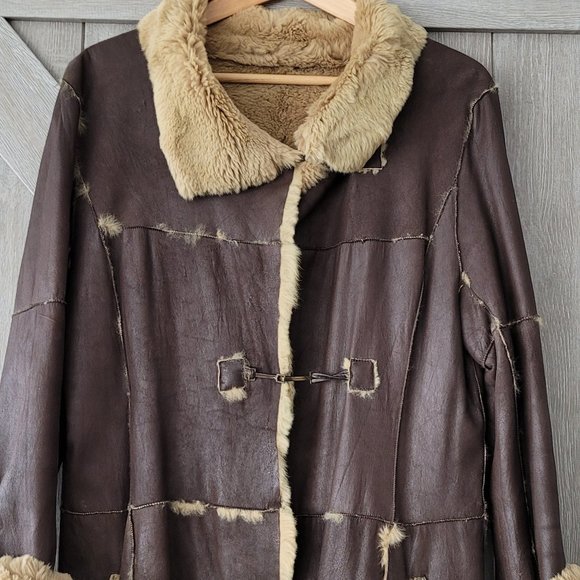 Unique  Leather Winter Coat (Runway piece), size M, brown - Picture 8 of 16